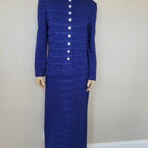 St. John Blue Evening and Blazer Outfit Formal Dress